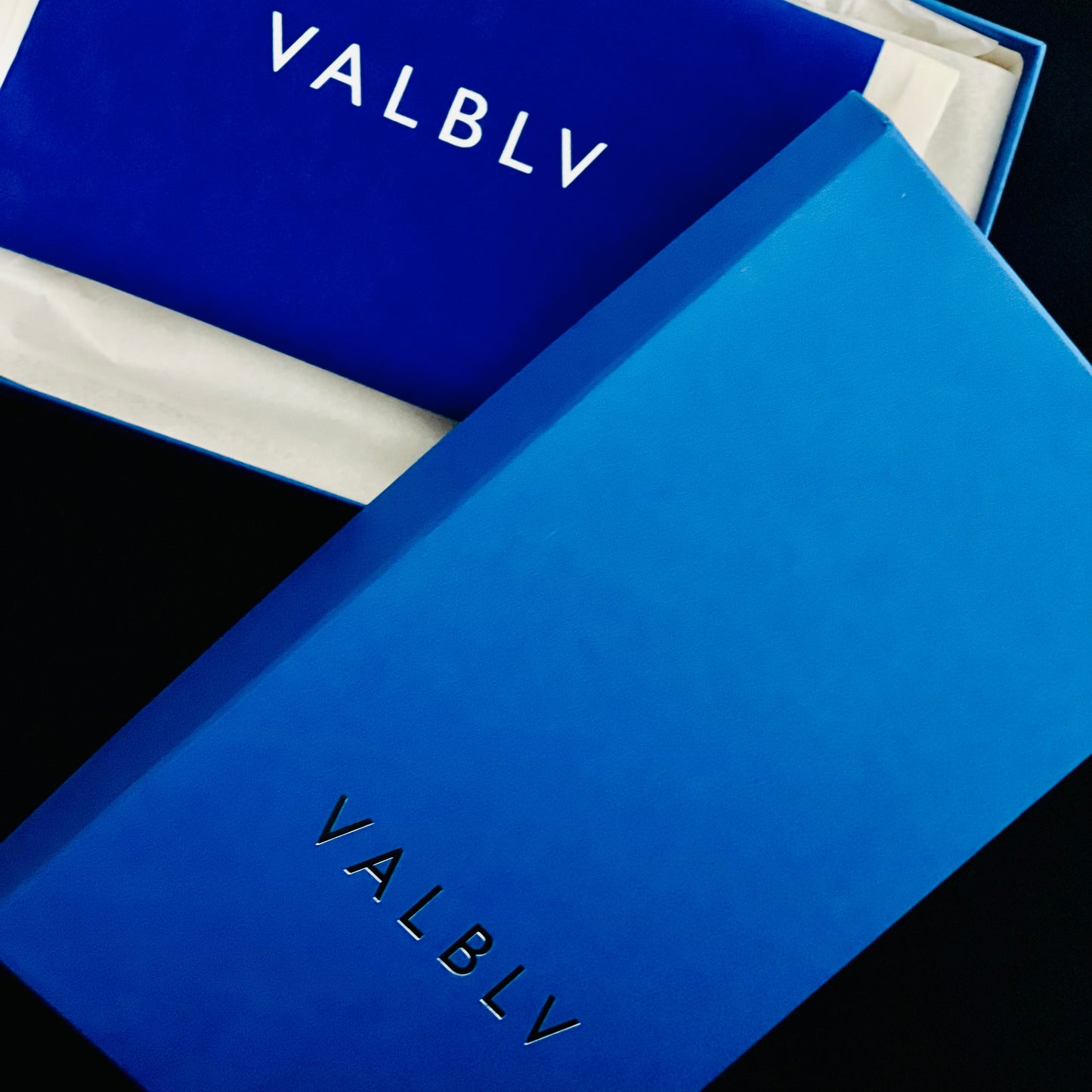 VALBLV designer shoe box made from recycled materials with silver glitter Graphik flat