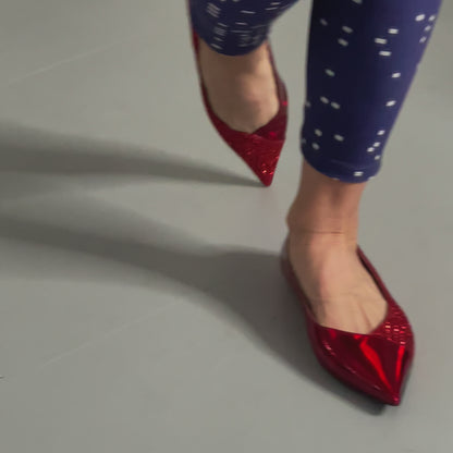 GRAPHIK FLAT IN IRIDESCENT RED GLITTER & FIRE STARDUST