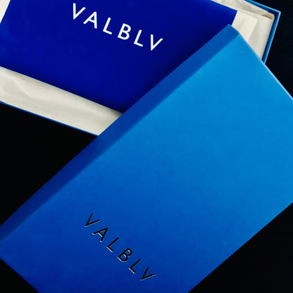 VALBLV designer shoe box made from recycled materials with iridescent pink glitter Graphik flat